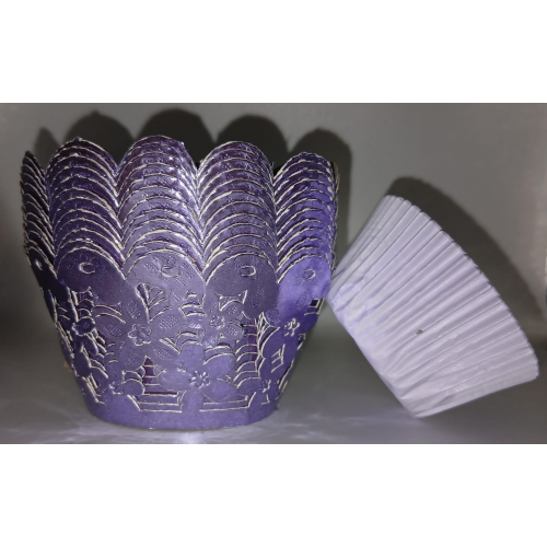 LACE LILAC FLOWERS MUFFIN CUP 12'S LACE LILAC FLOWERS MUFFIN CUP 12'S
